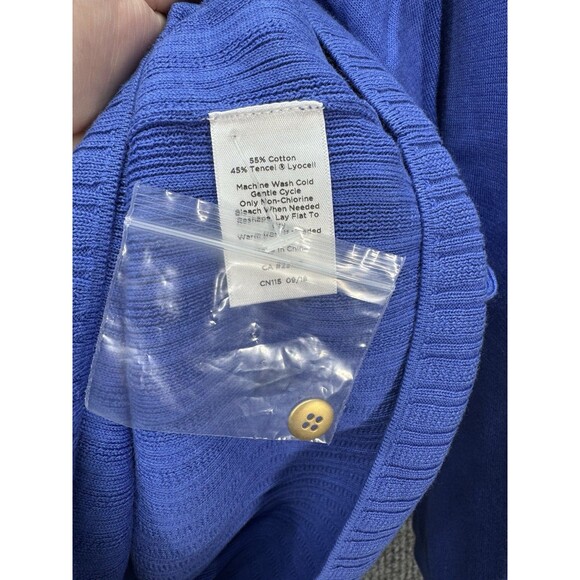 Talbots Button Shoulder Sweater Top Womens 2X Blue Crewneck Ribbed Long Sleeve - Picture 5 of 9